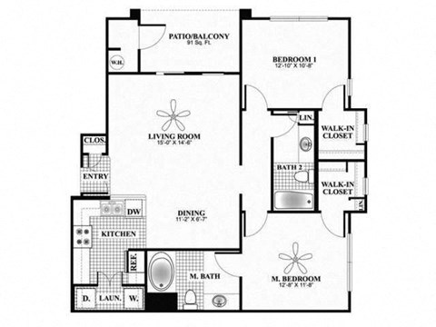 A black and white image of a house floor plan.